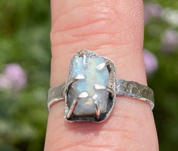 Rainbow Moonstone (Rough) Ring